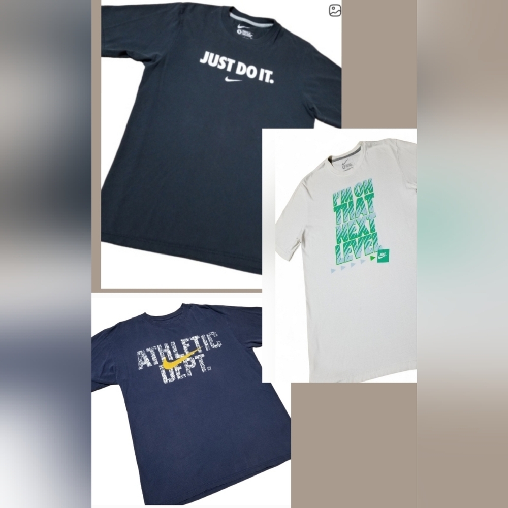 BUNDLE-NIKE Mens Short Sleeve Tees - Black, White, Navy-S/M